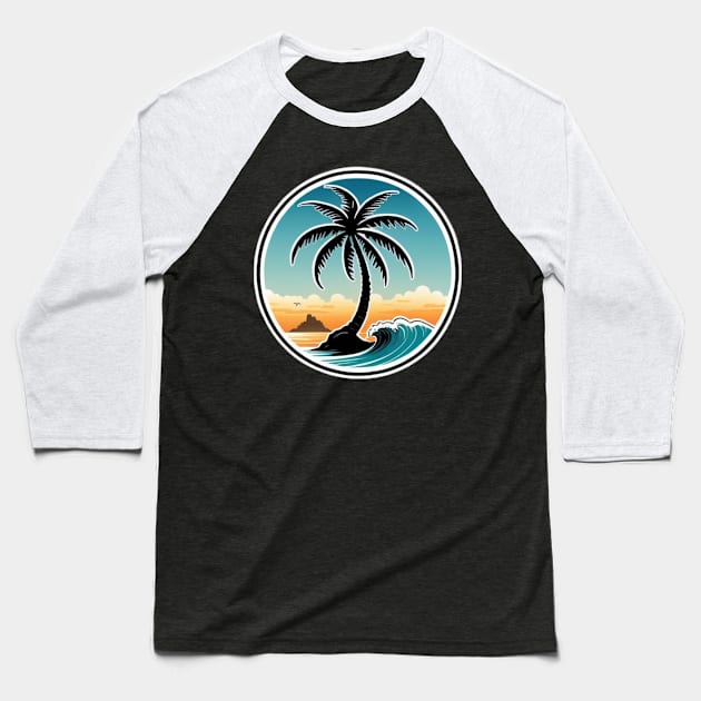 Island, palm trees, sand, surf and beach Baseball T-Shirt by NeyPlanet